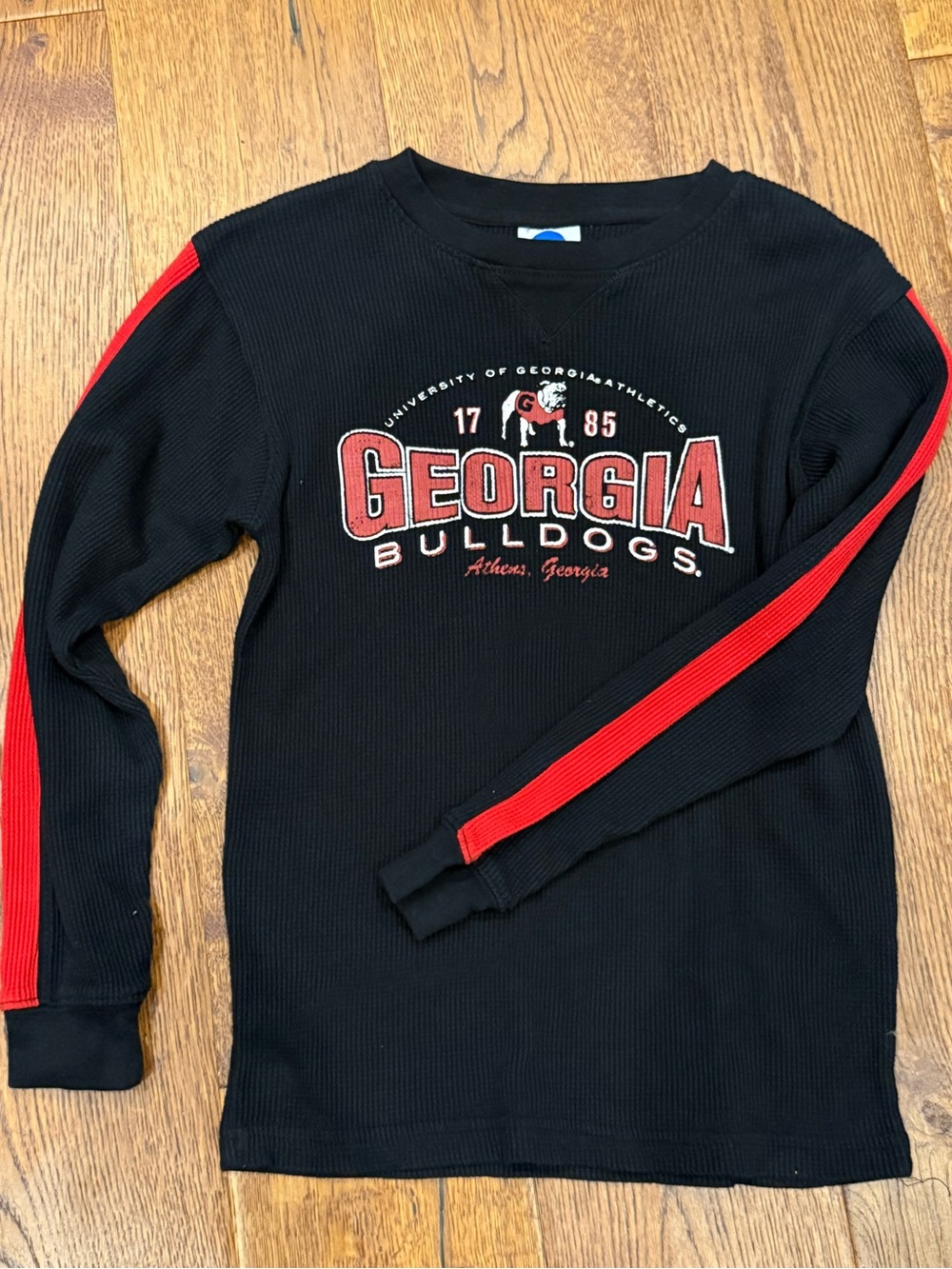 Georgia Bulldogs Waffle Knit Thermal Shirt NCAA Long Sleeve Boys 10/12